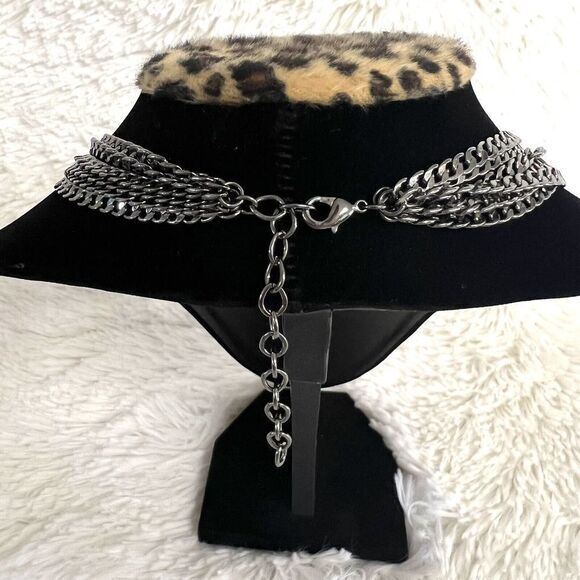 JCPENNEY'S‎ FAUX CITRINE RHINESTONE GLASS SILVER TONE CHOKER LAYERED NECKLACE - Picture 9 of 9